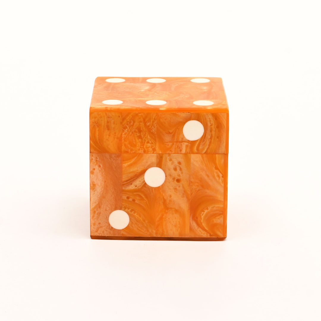 Luxury Resin Dice Box with Matching Dice – Decorative Cube Storage