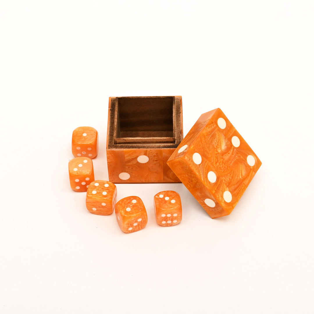 Luxury Resin Dice Box with Matching Dice – Decorative Cube Storage
