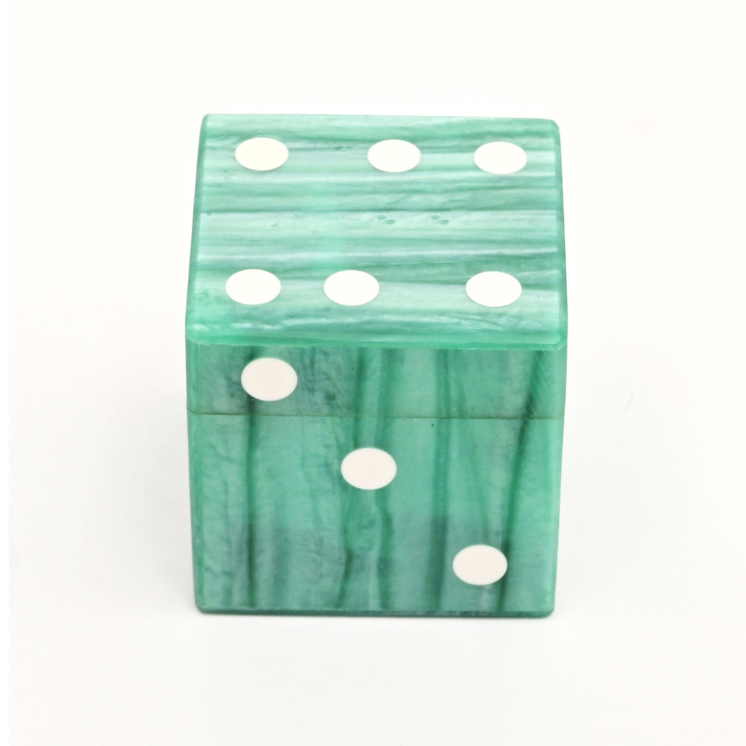 Luxury Resin Dice Box with Matching Dice – Decorative Cube Storage