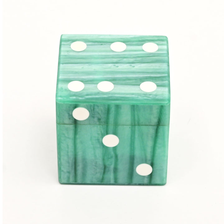 Luxury Resin Dice Box with Matching Dice – Decorative Cube Storage