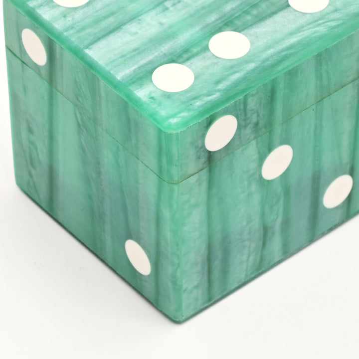 Luxury Resin Dice Box with Matching Dice – Decorative Cube Storage