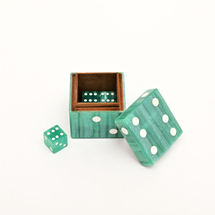 Luxury Resin Dice Box with Matching Dice – Decorative Cube Storage