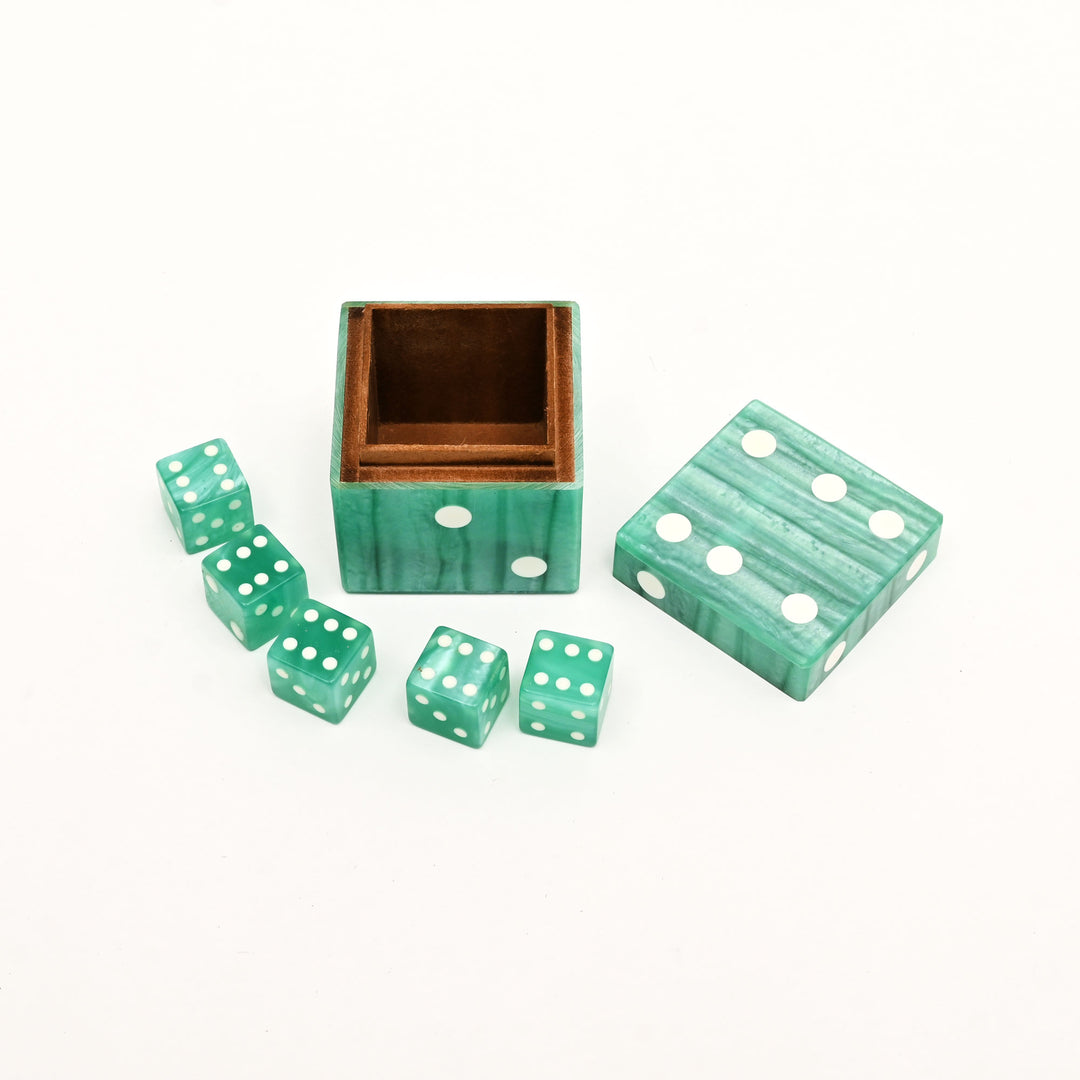 Luxury Resin Dice Box with Matching Dice – Decorative Cube Storage