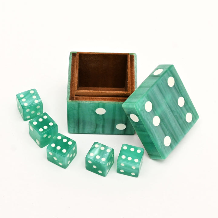 Luxury Resin Dice Box with Matching Dice – Decorative Cube Storage