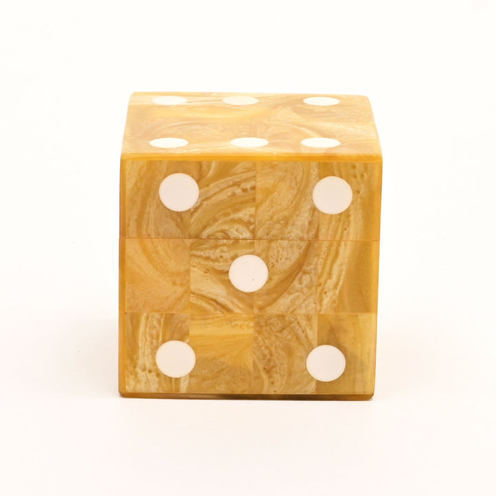 Luxury Resin Dice Box with Matching Dice – Decorative Cube Storage