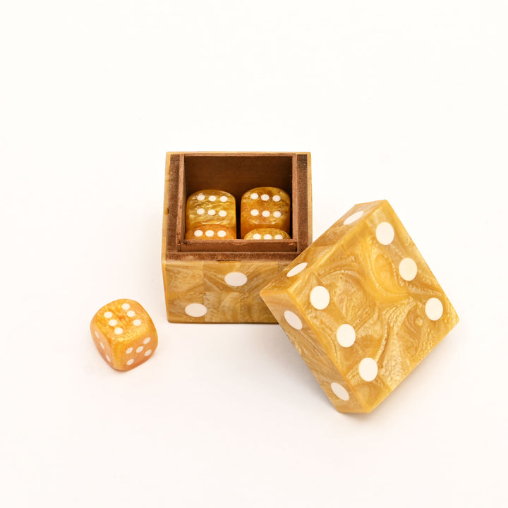Luxury Resin Dice Box with Matching Dice – Decorative Cube Storage