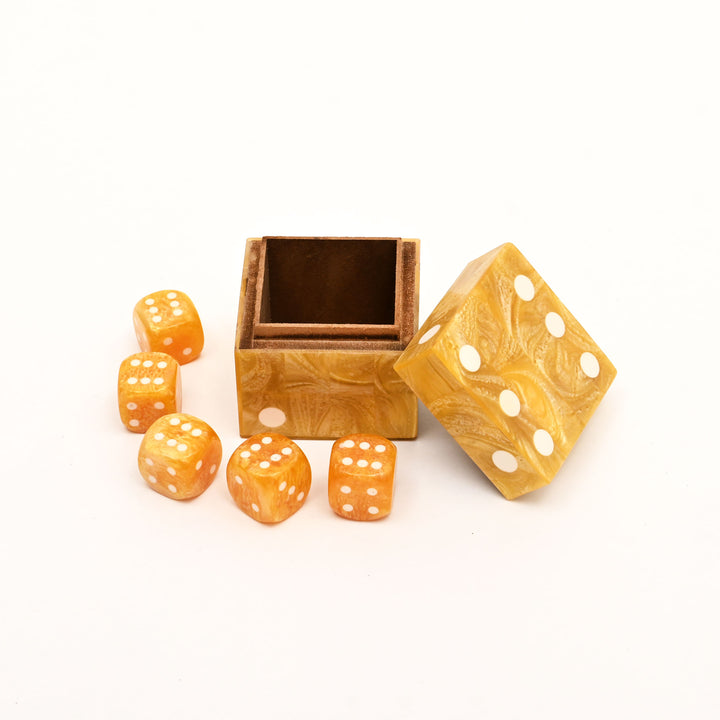 Luxury Resin Dice Box with Matching Dice – Decorative Cube Storage