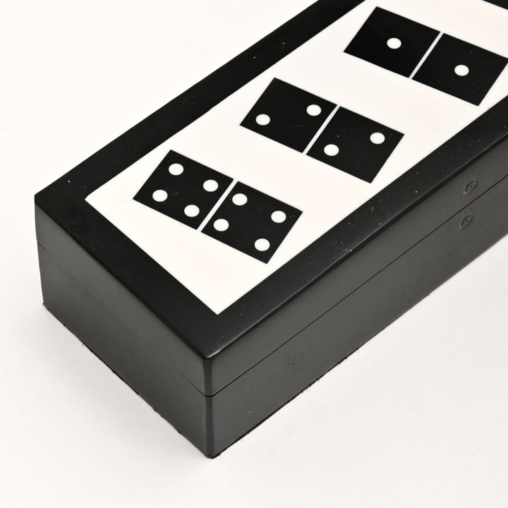 Luxury Black Resin Domino Set with MDF Storage Box