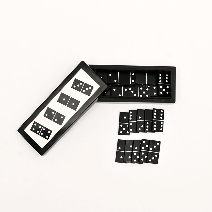 Luxury Black Resin Domino Set with MDF Storage Box