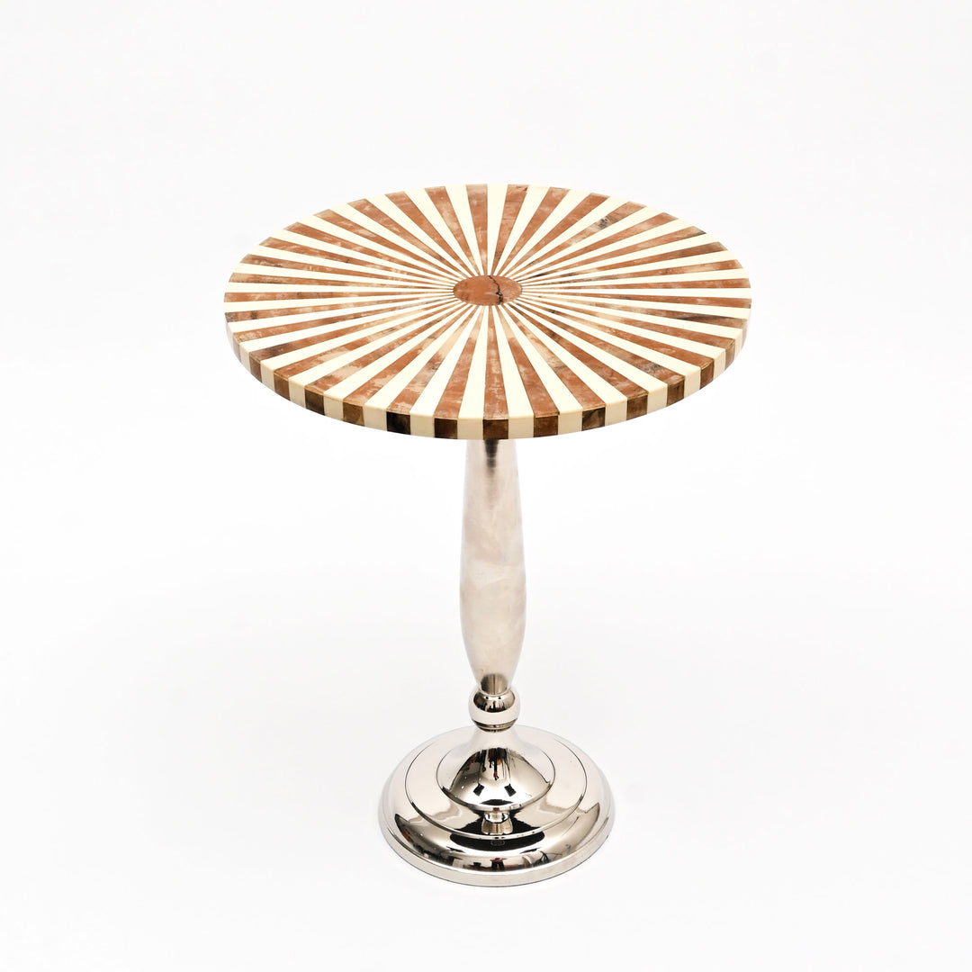 Sunburst Resin Accent Table with Nickel Polished Aluminum Base