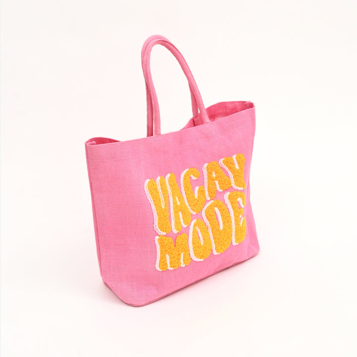 Blush Vacay Mode Beach Tote – Chic Multi-Color Jute Bag