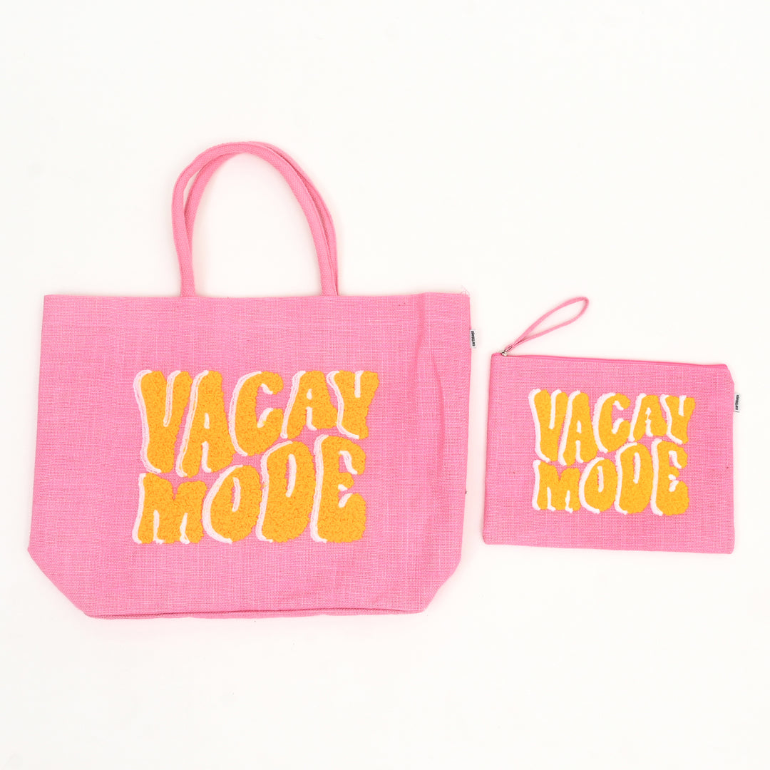 Blush Vacay Mode Beach Pouch – Compact Stylish Organizer
