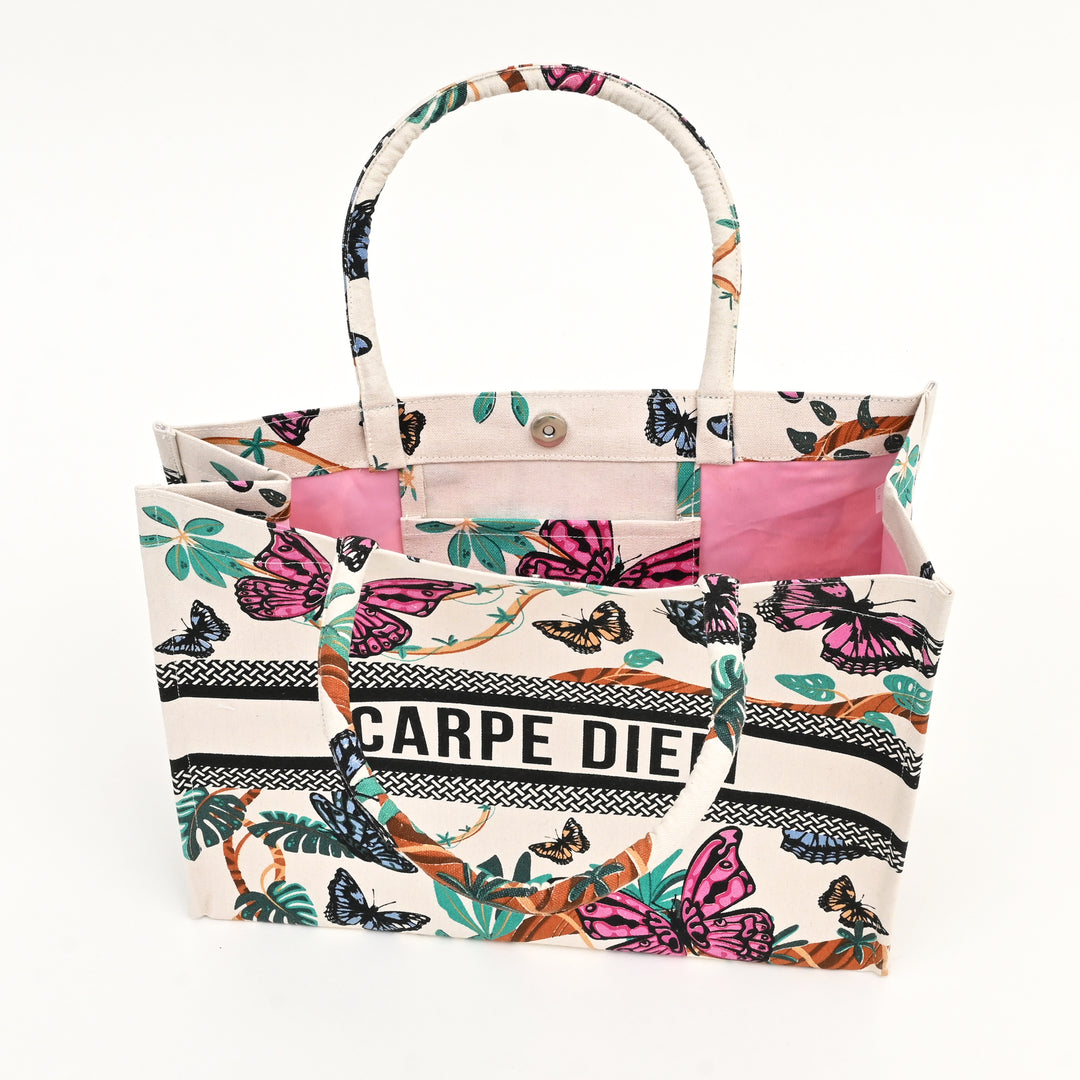 Butterfly Canvas Tote Bag – Carpe Diem Eco-Friendly Carryall