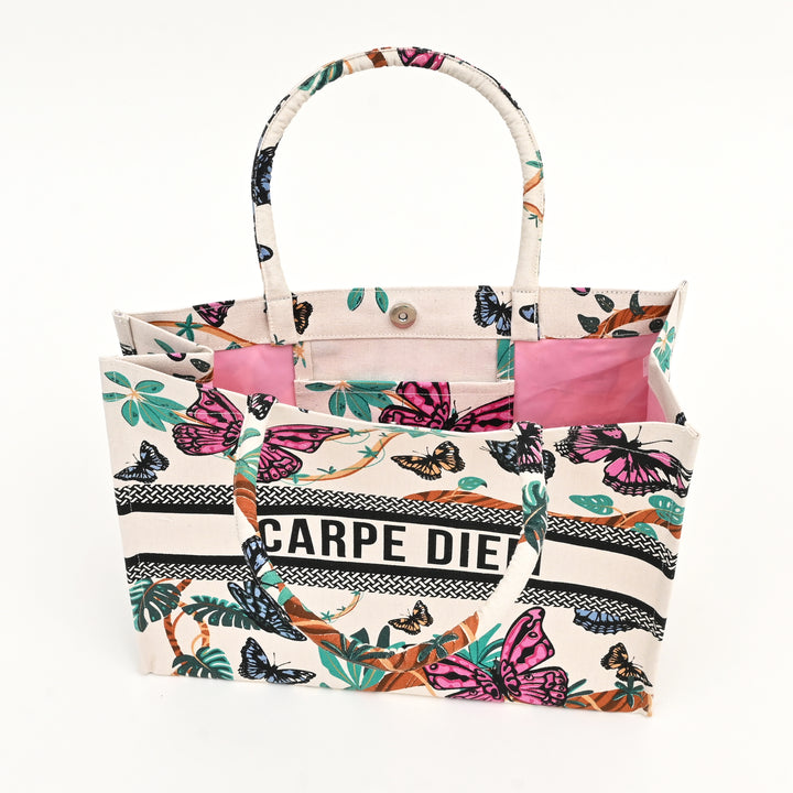 Butterfly Canvas Tote Bag – Carpe Diem Eco-Friendly Carryall