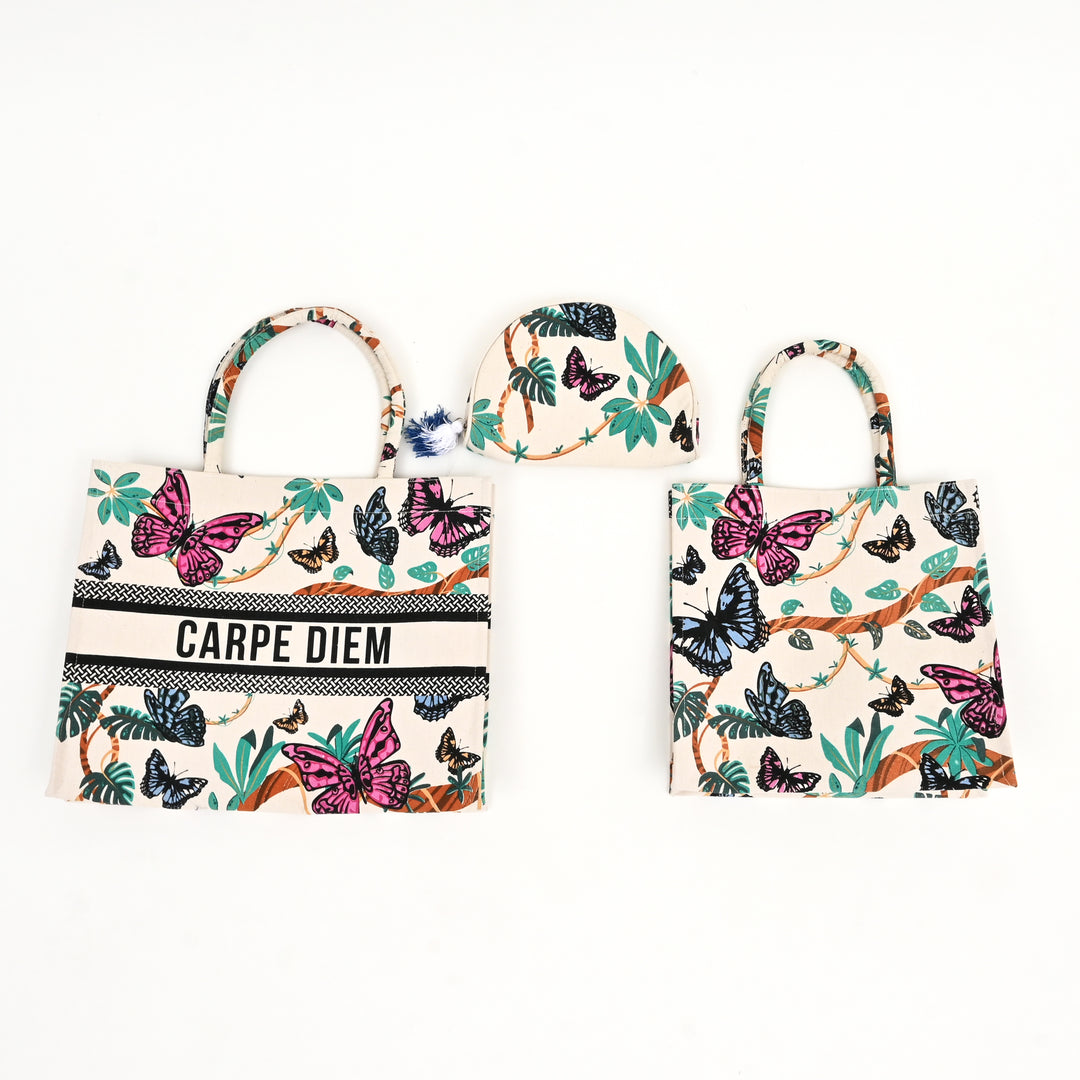 Butterfly Canvas Tote Bag – Carpe Diem Eco-Friendly Carryall
