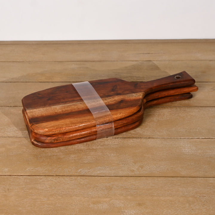 Wooden Paddle Cutting Board Set of 3 Kitchen Serving Boards