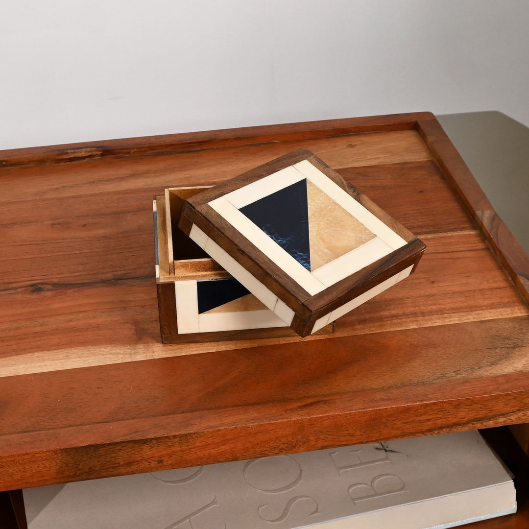 Wood & Resin Square Storage Box Handmade Decorative Box