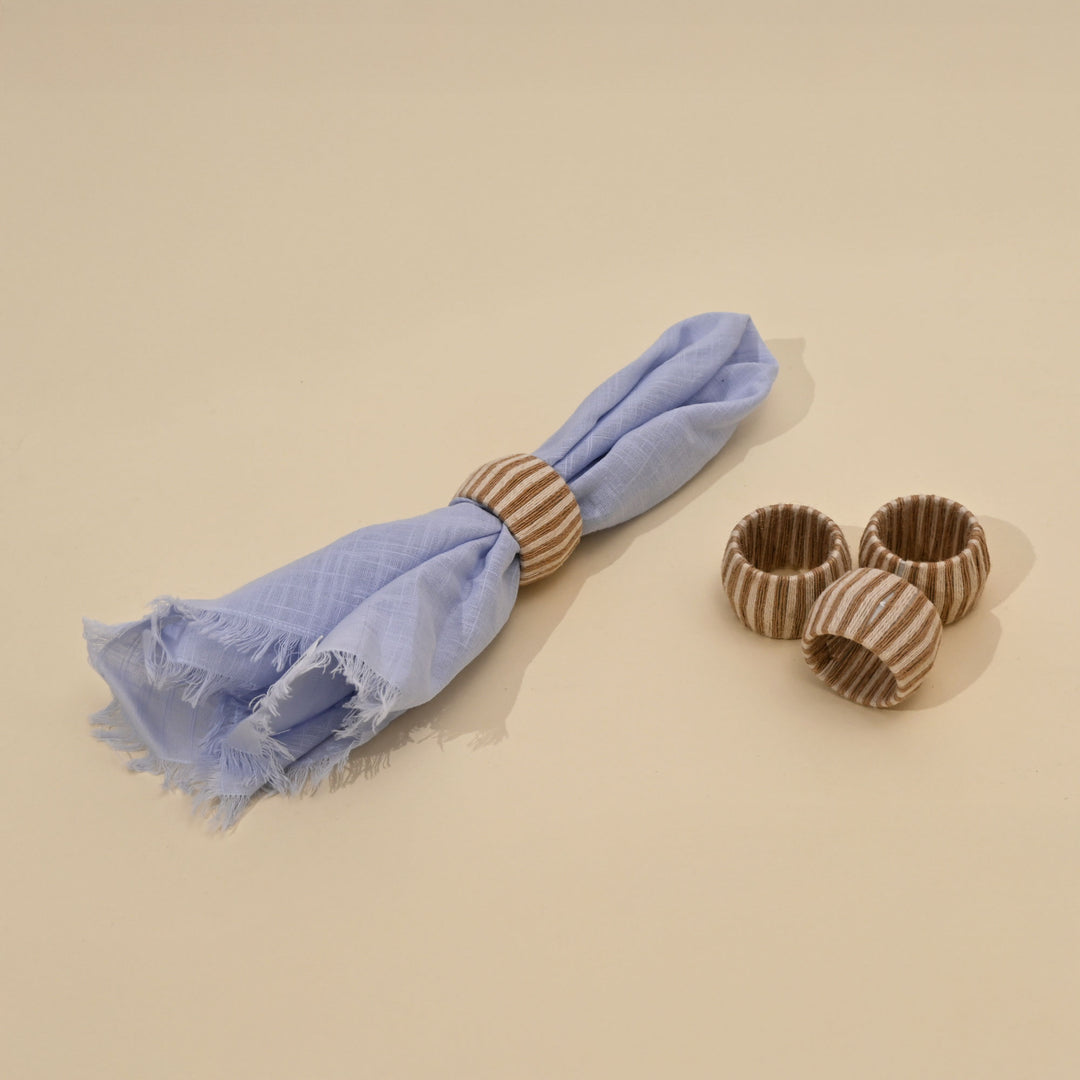 Thread Wrapped Napkin Rings Set of 4 – Natural Beige