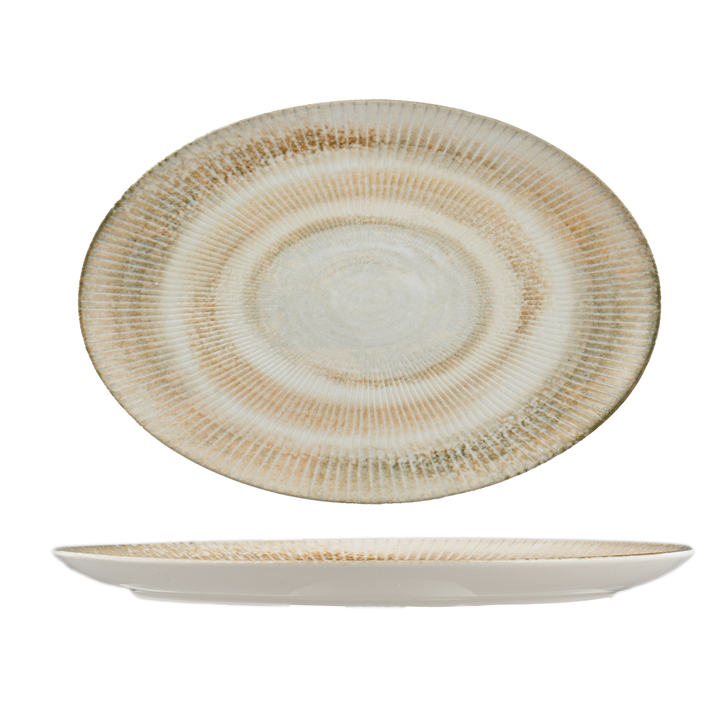 Paros Shell Sand Oval Porcelain Plate with Foot 32cm – Set of 6 | Professional Hospitality Serving Platter