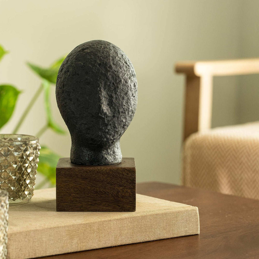 Calm Face Ecomix Sculpture Black Handcrafted