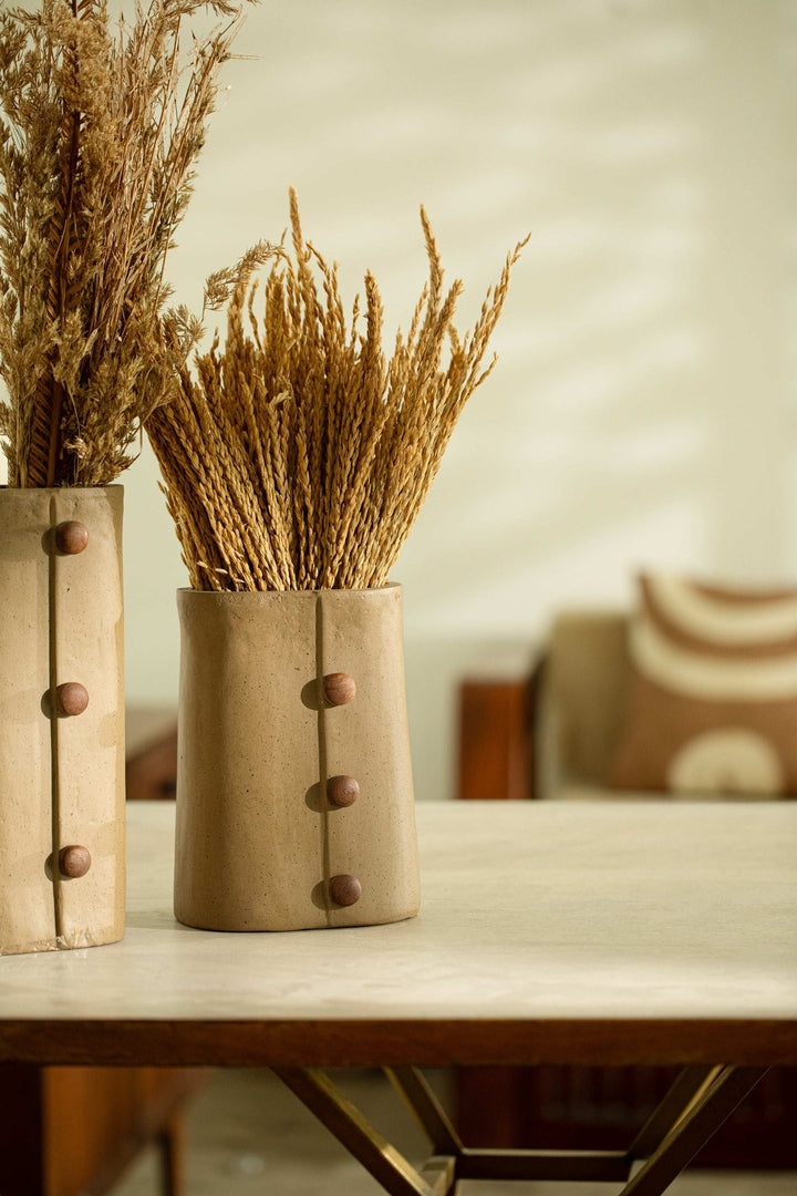 Niraan Short Ecomix Vase Wooden Beads Handcrafted Eco-Friendly