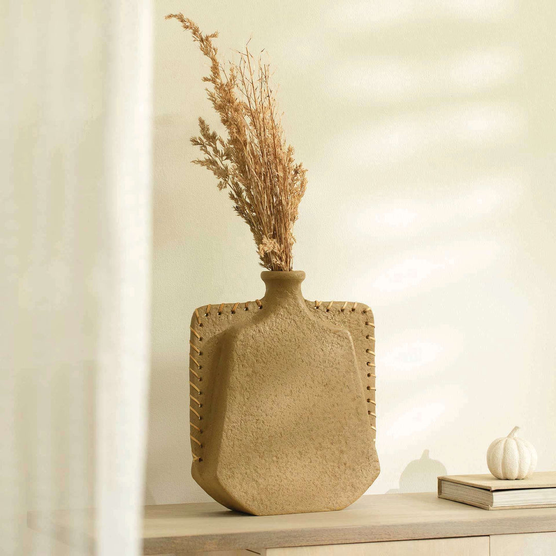 Niraan Short Ecomix Vase Handcrafted Cane Accent