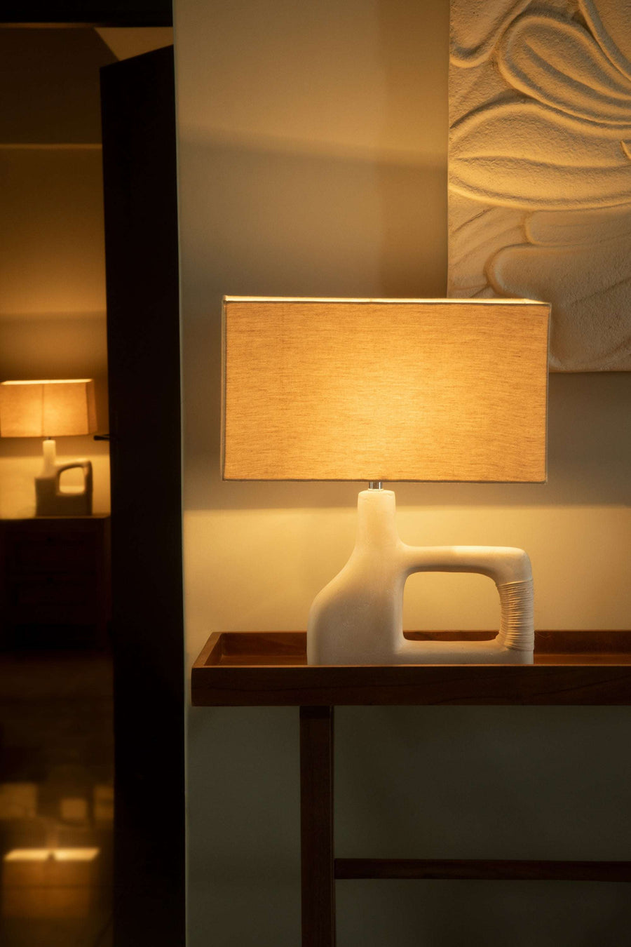 Sarafay Ecomix Small Handcrafted Sustainable Table Lamp Cotton Shade