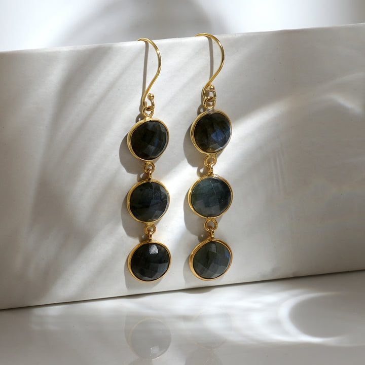 Labradorite Dangle Earrings – Trio Gemstone