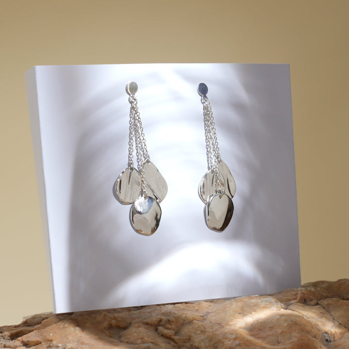 Triple-Stone Earrings – Elegant Finish