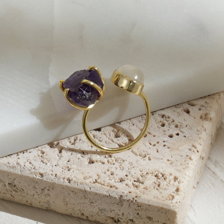 Purple Geode Ring – Natural Crystal Finish
