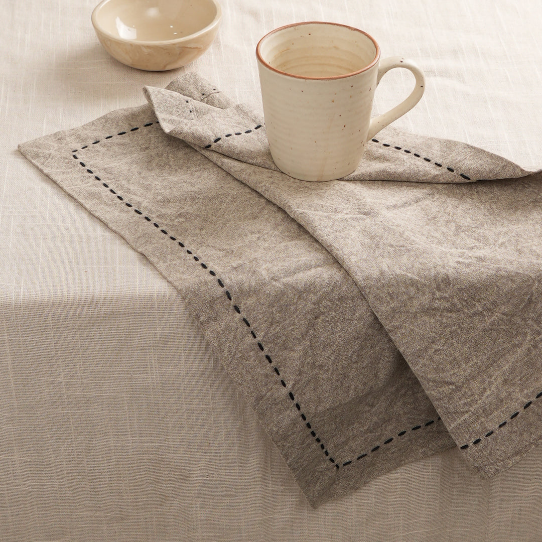 Set di due tovaglioli in cotone/lino - beige