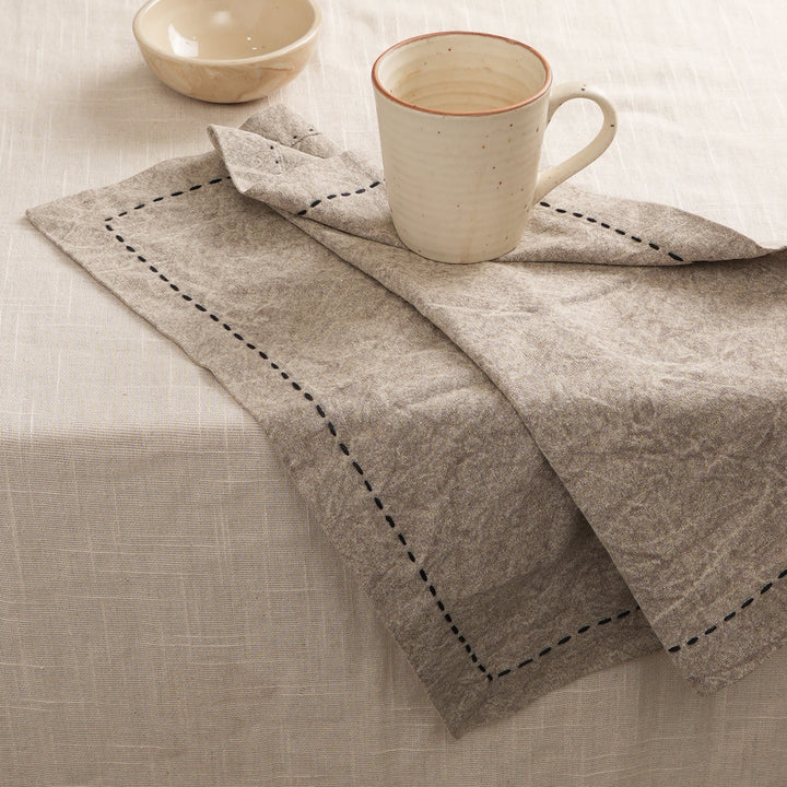 Set di due tovaglioli in cotone/lino - beige