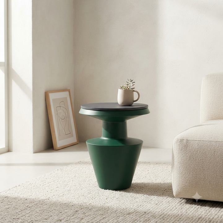 Compact Green Metal Side Table Modern Accent Décor