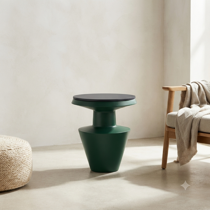 Compact Green Metal Side Table Modern Accent Décor