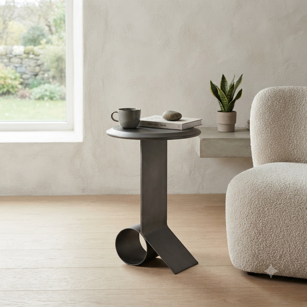 Solree Iron Side Table – Black Powder Coated Modern Accent (55 cm)