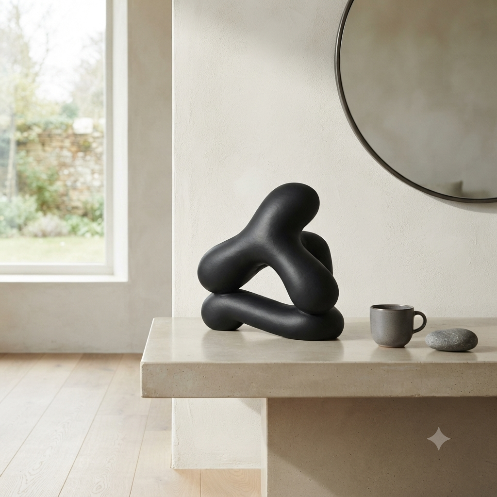Abstract Aluminium Tabletop Sculpture – Black