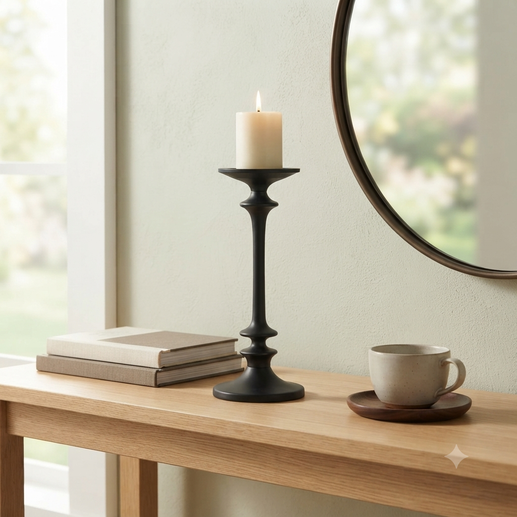 Modern Black Aluminium Candle Holder