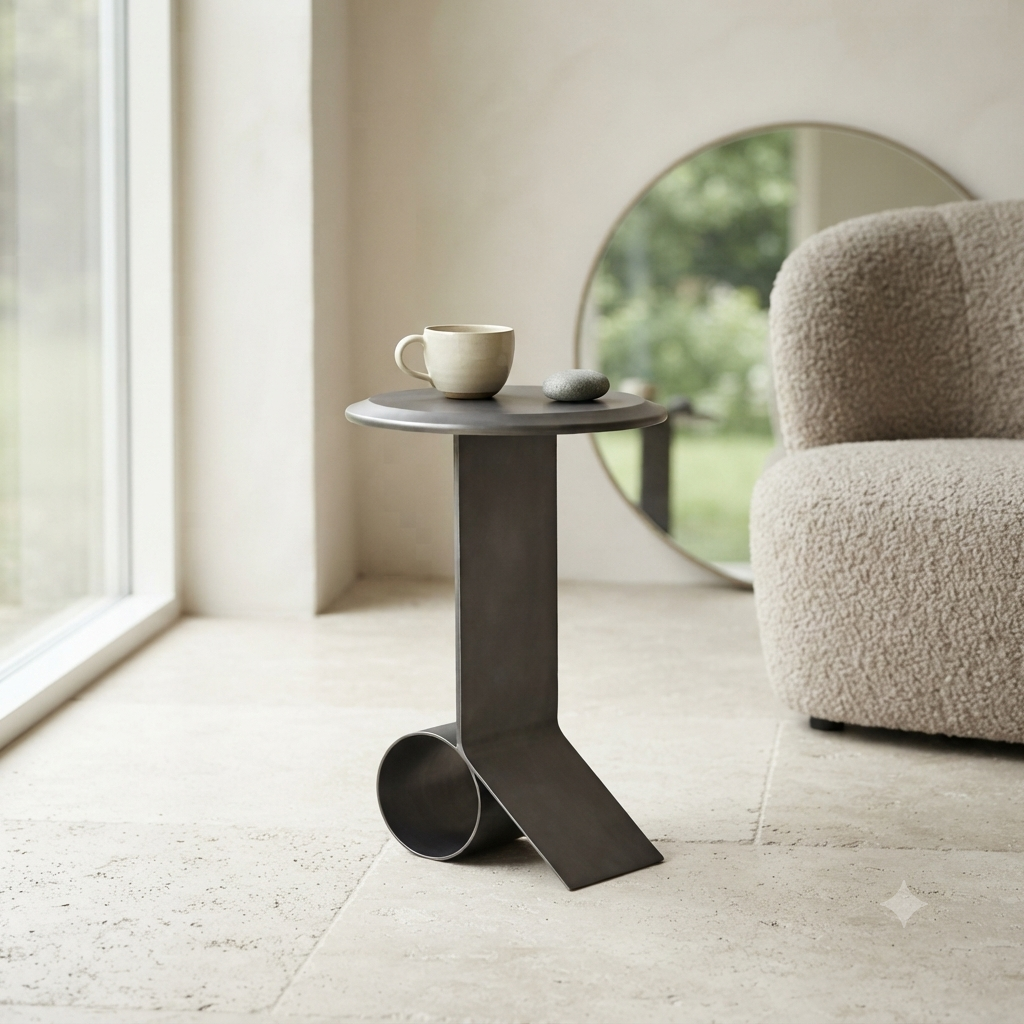 Solree Iron Side Table – Black Powder Coated Modern Accent (55 cm)