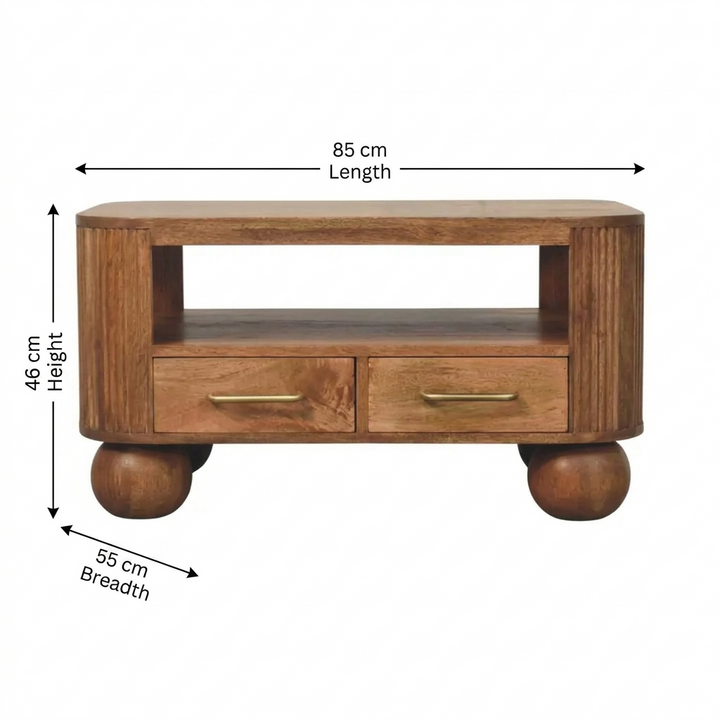 Solid Mango Wood Coffee Table with Drawers Brown Finish