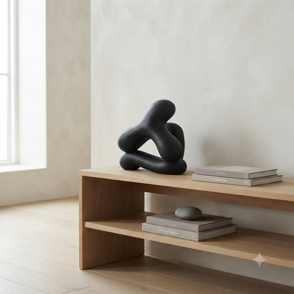 Abstract Aluminium Tabletop Sculpture – Black