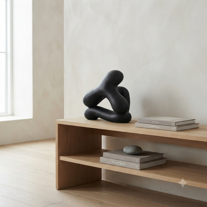 Abstract Aluminium Tabletop Sculpture – Black
