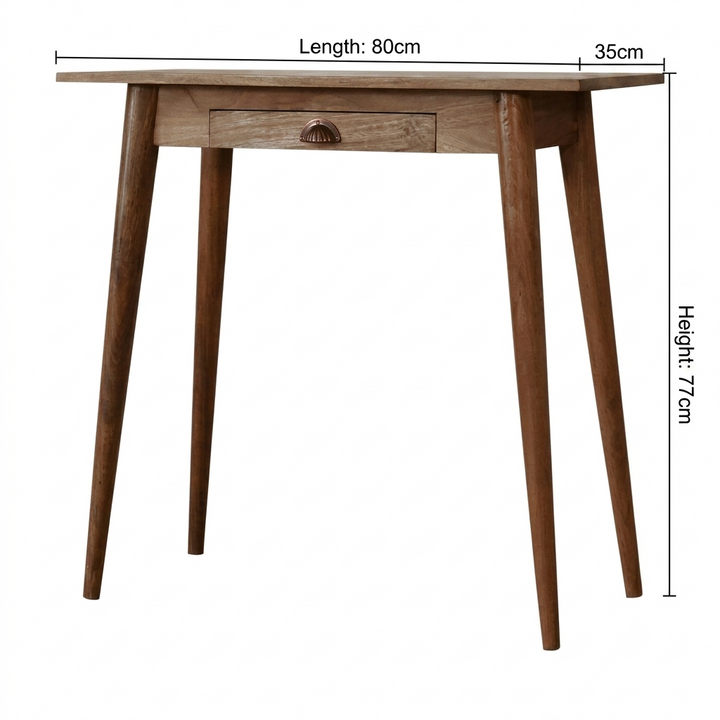Solid Mango Wood Writing Desk with Drawer Brown Finish