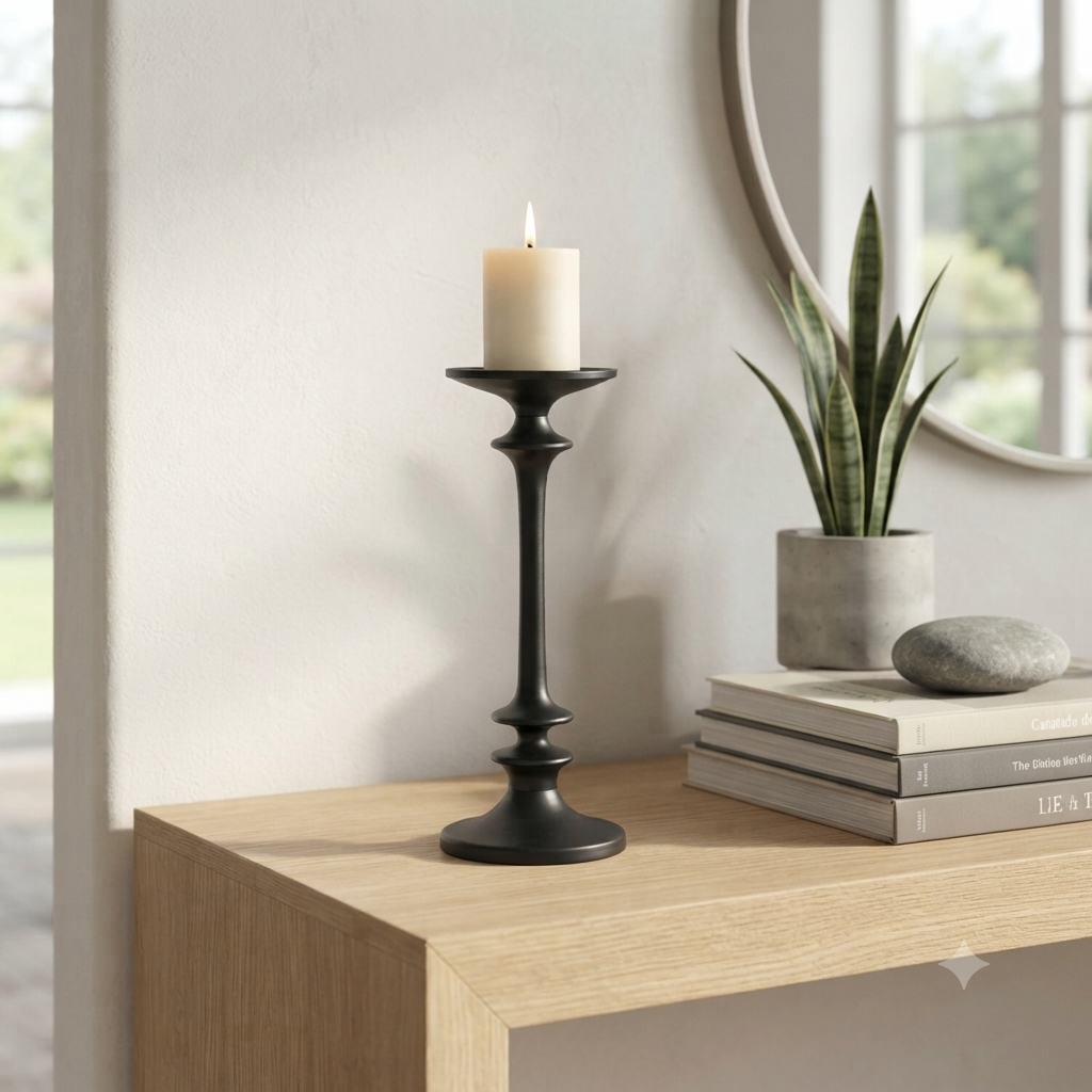 Modern Black Aluminium Candle Holder