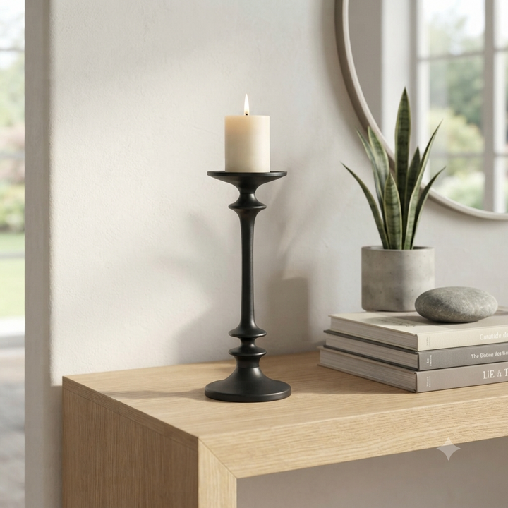 Modern Black Aluminium Candle Holder