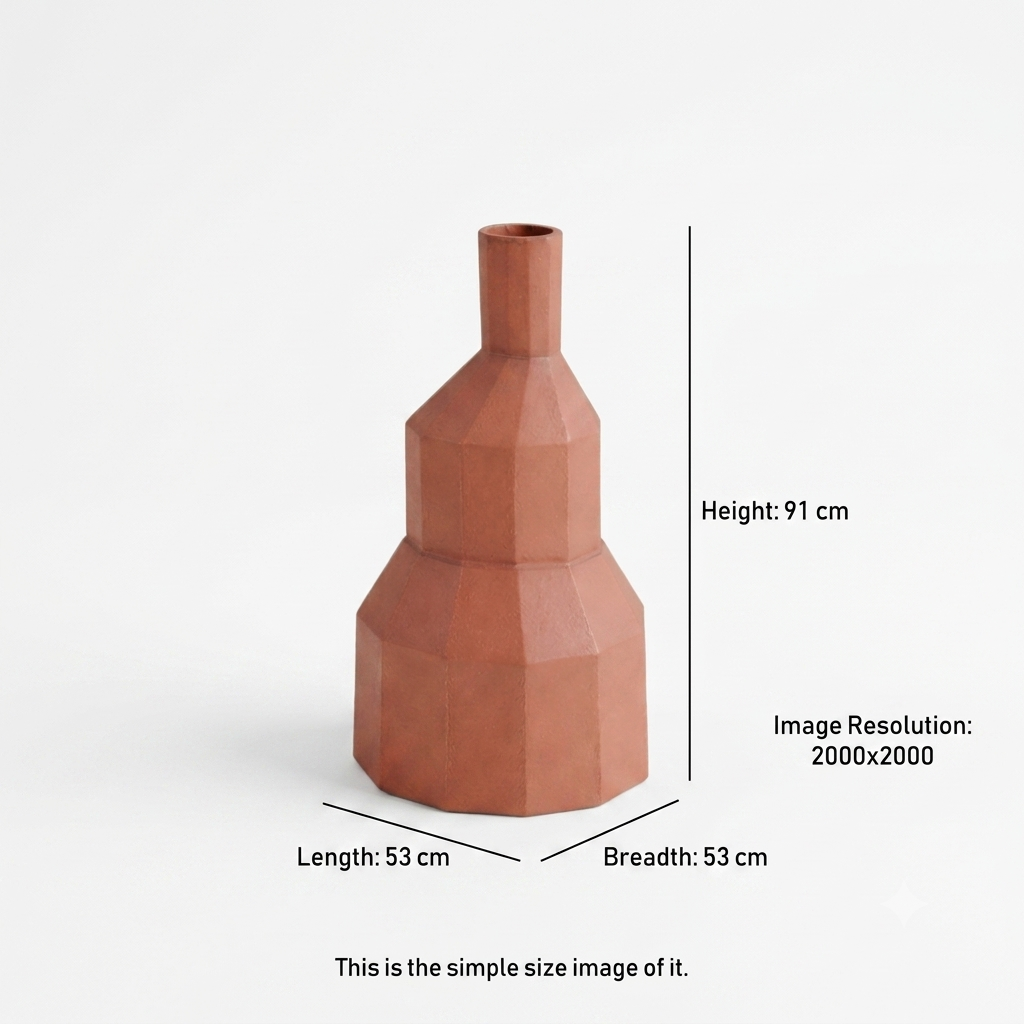 Vetra Aluminium Vase – Terracotta Finish Tabletop Décor (36 cm)