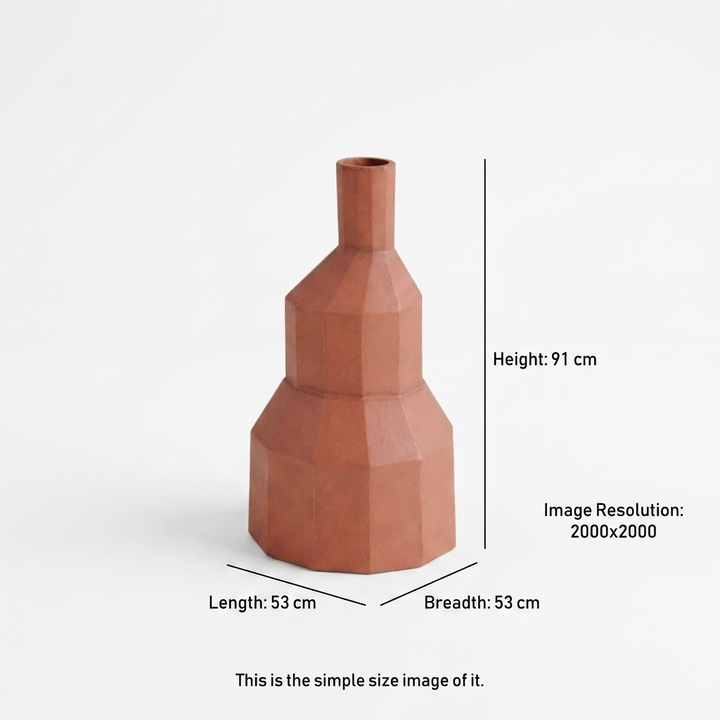 Vetra Aluminium Vase – Terracotta Finish Tabletop Décor (36 cm)