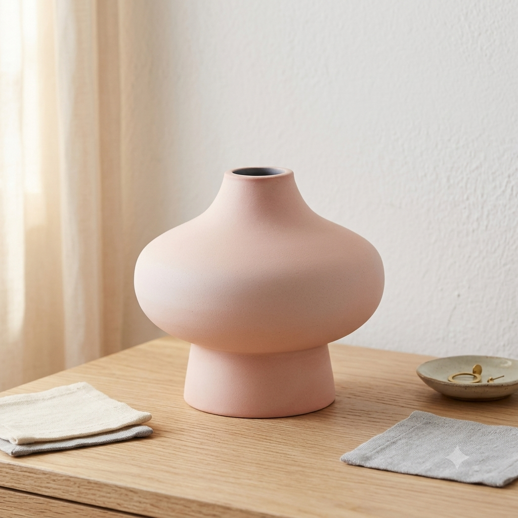 Ivory Powder-Coated Aluminium Vase – Sculptural Form