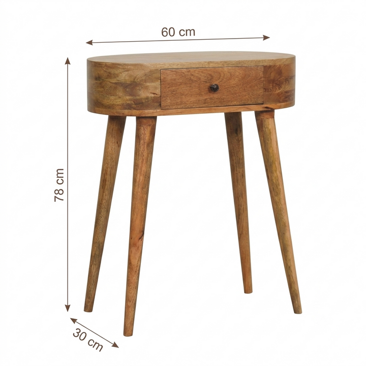 Solid Mango Wood Console Table with Drawer Brown Finish