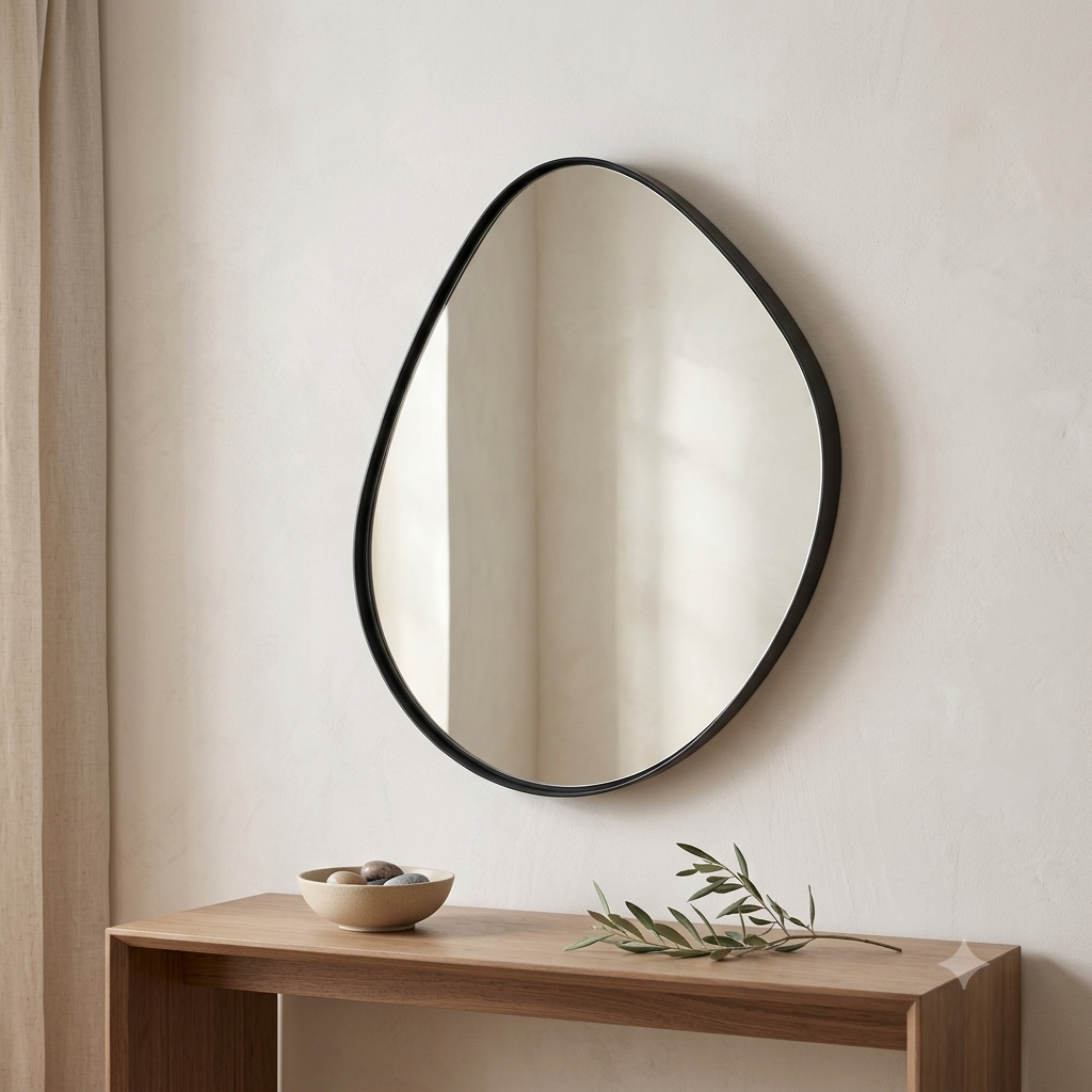 Organic Pebble Black Wall Mirror Modern Decorative Accent
