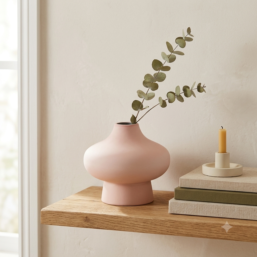 Ivory Powder-Coated Aluminium Vase – Sculptural Form